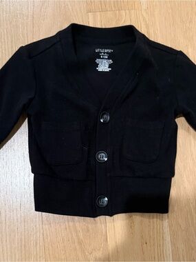 Little Bitsy Black Button Cardigan 6-12m